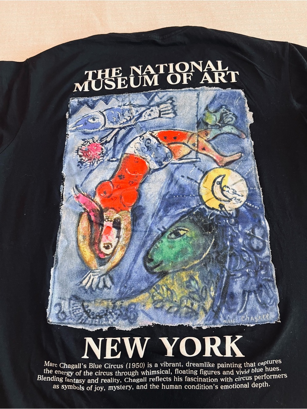 The National Museum of Art New York Marc Chagall Blue Circus Black Graphic Tee